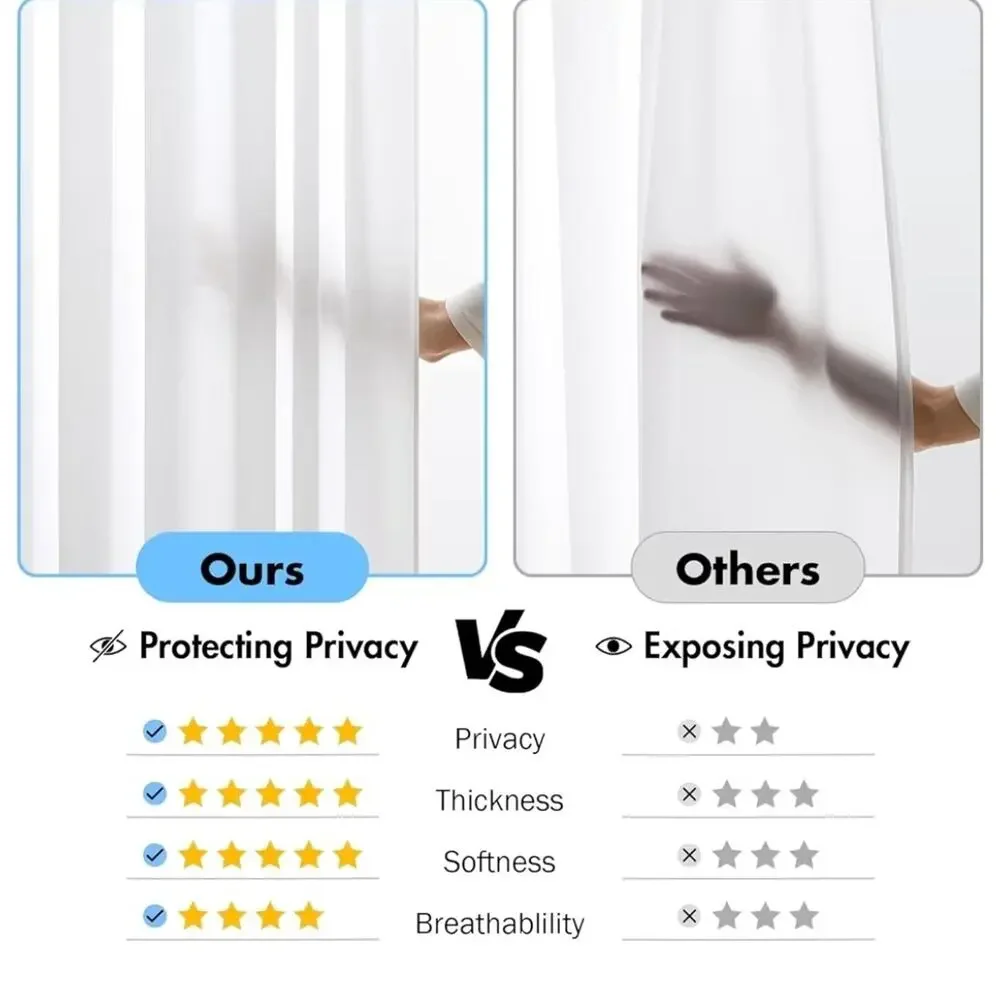 White Privacy Sheer Curtains, Light Filtering Drapes, 2 Panels Set 42 X 90